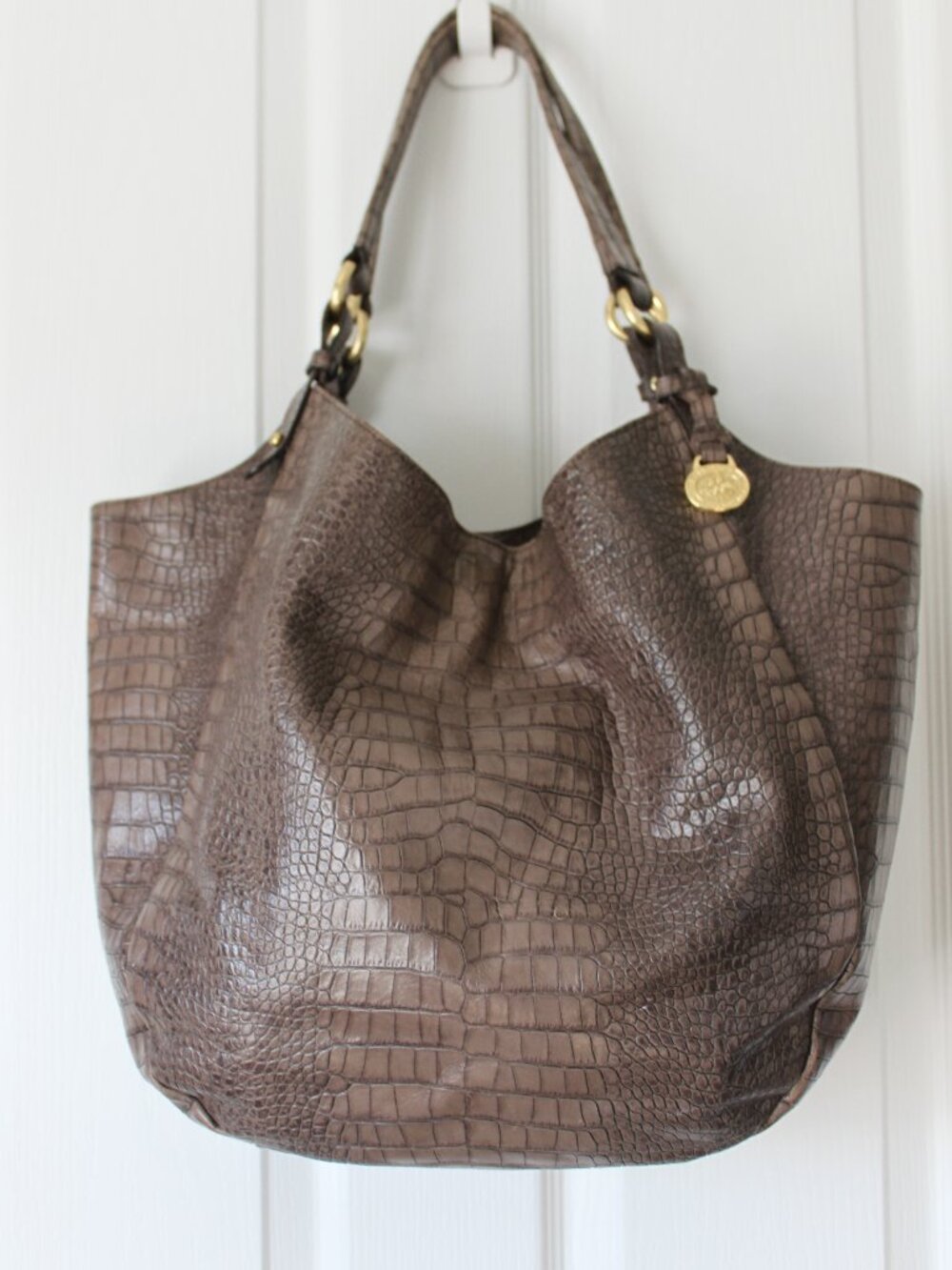 Brahmin Melbourne Double Strap Hobo - Rich Brown Croc Embossed Leather ✨